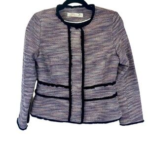 Dex Suit Shop Cotton Blend Boucle Tweed Cropped Blazer Jacker Raw Trim Small